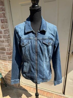 Guess, Classic, Blue Denim, Zip-Up Jacket, Size XL